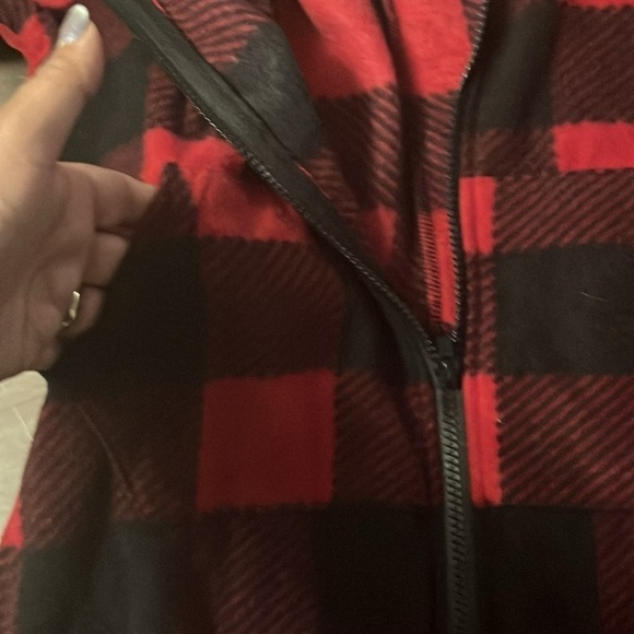 Fleece Hooded Onesie kids plaid, size 10/12 boys girls unisex pj - Picture 5 of 9